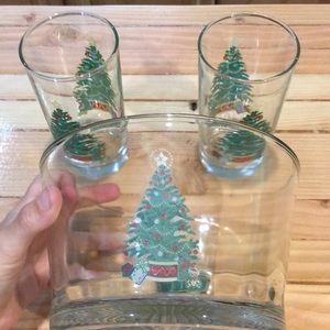 Luminarc Christmas glasses (2) and ice bowl